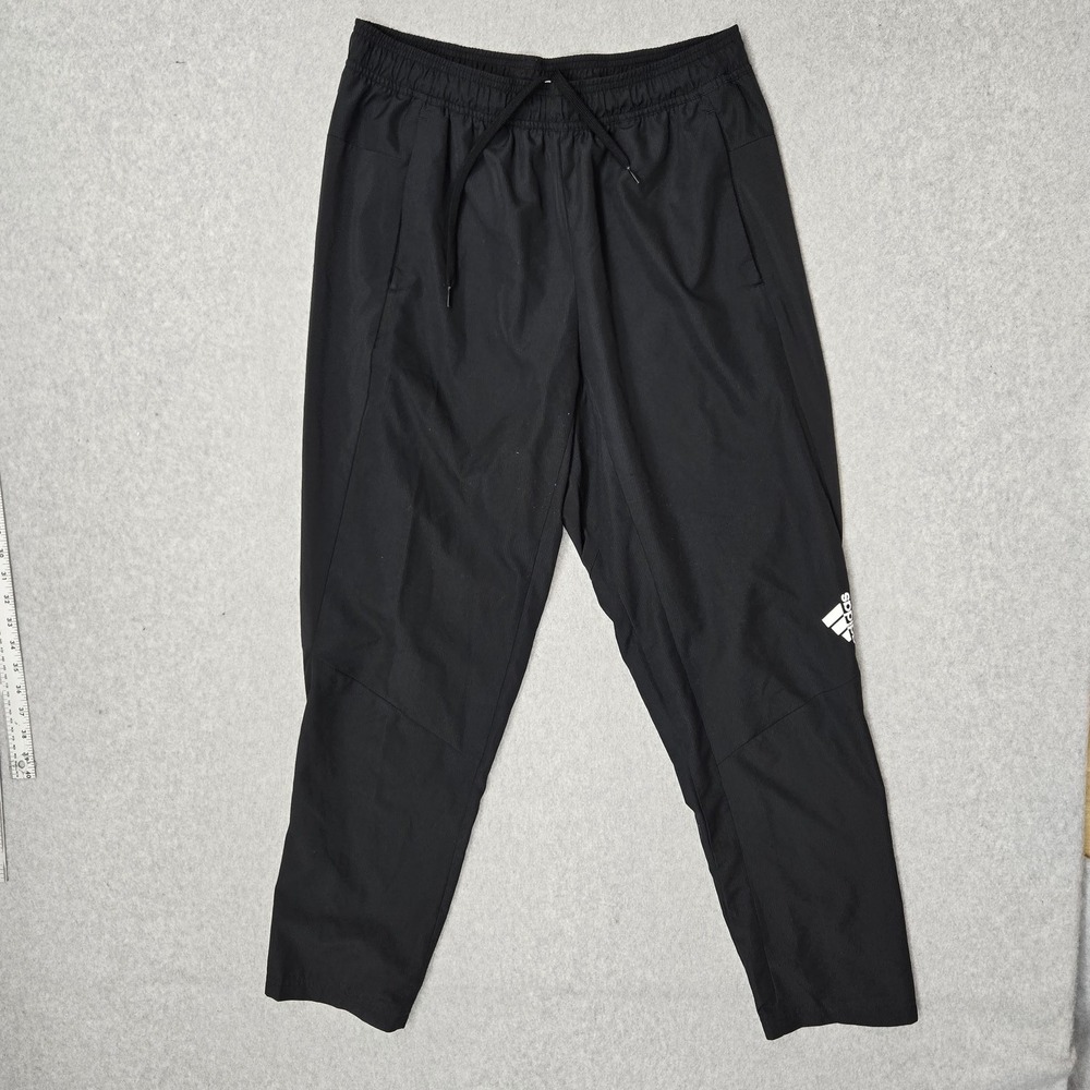 Adidas Men Activewear Pants L Black Jogger Logo 28" Inseam
